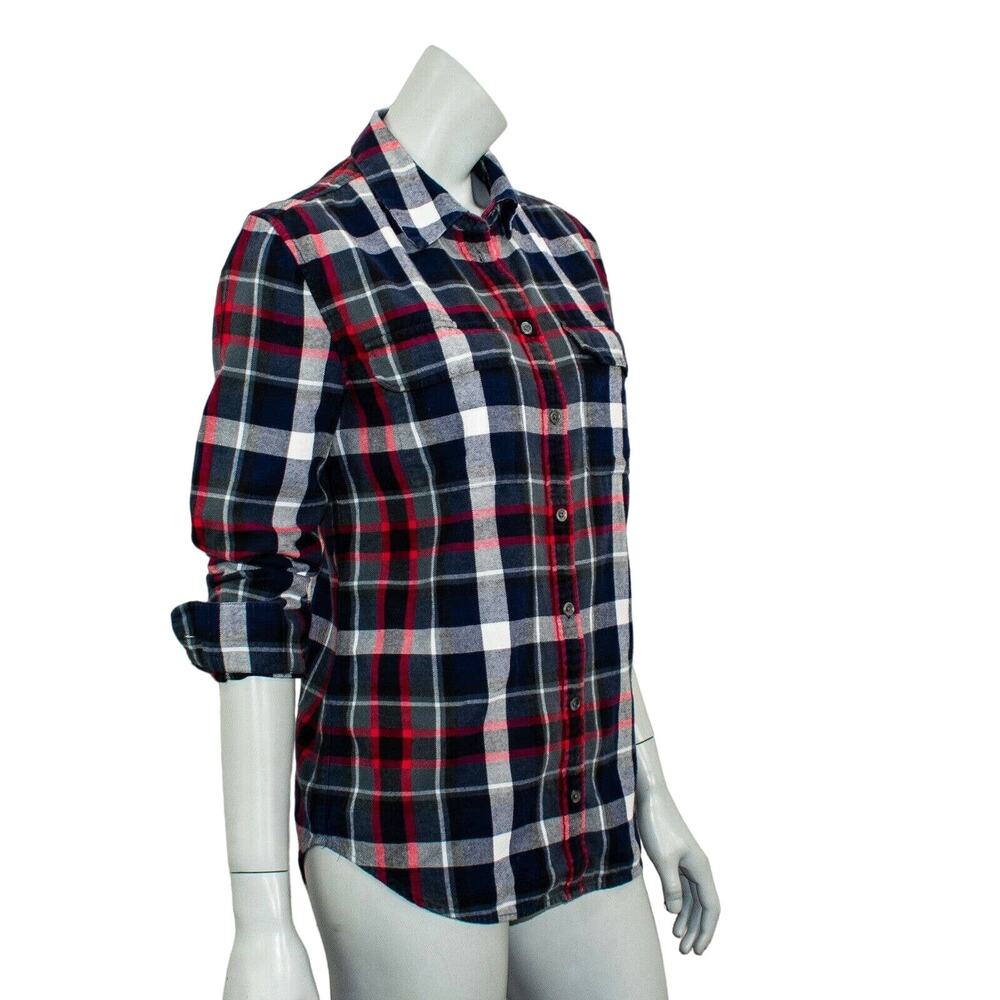 Equipment Femme Button front Flannel Shirt Blue Red Plaid Size XS - Picture 7 of 8